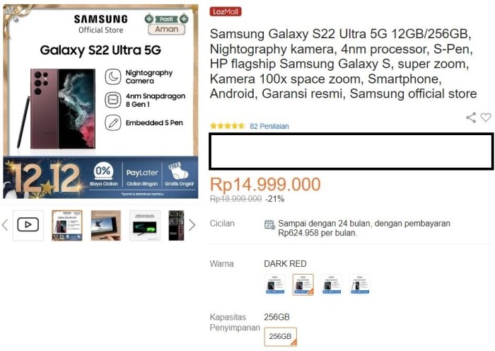 Berapa harga samsung galaxy s22