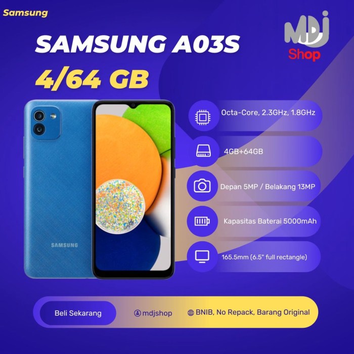 Jual Samsung Galaxy A03s 4/64 Garansi Resmi | Shopee Indonesia Samsung galaxy a03s keluaran tahun berapa