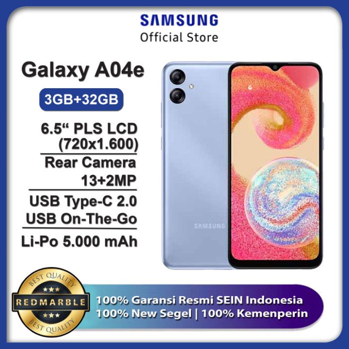 Jual Samsung Galaxy A04e 3GB 32GB Garansi SEIN 1 Tahun | Shopee Indonesia Samsung galaxy a04e keluaran tahun berapa