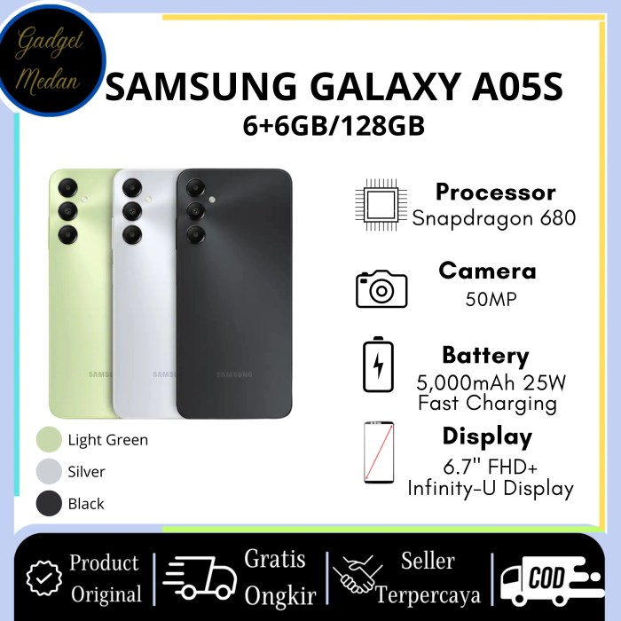 Promo SAMSUNG GALAXY A05S RAM 6/128 GB GARANSI RESMI NASIONAL Diskon 9% ... Samsung galaxy a05s warna apa saja